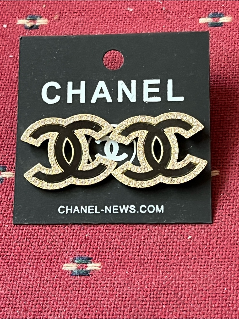 Gold and Black Double CC Earrings